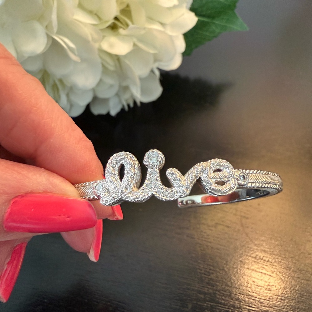 Elegant Judith Ripka Silver 'Live' Bracelet